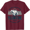Yellowstone National Park Wyoming USA Outdoor Yellowstone Wyoming Nature Mountains Bear Hike Outdoors T-Shirt - Burgundy