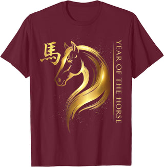 Year of The Horse 2026 Chinese New Year 2026 Year of The Horse T-Shirt - Burgundy
