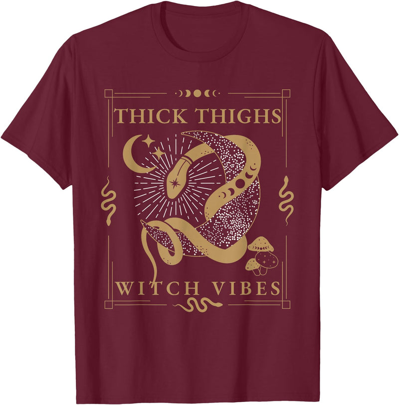 Snakes & Tarot Aesthetic Thick Thighs Witch Vibes Snakes & Tarot Tattoo Aesthetic Thick Thighs Witch Vibes T-Shirt - Burgundy