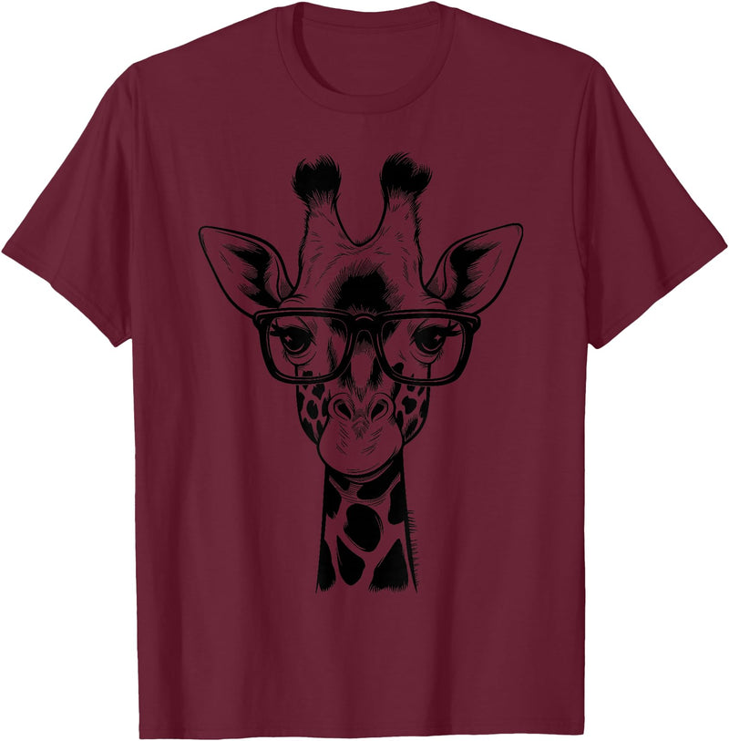 Cute Funny Giraffe Cool Summer Casual Graphic Tees Cute Giraffe Graphic Casual Summer Funny Cool Animal Lover T-Shirt - Burgundy