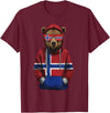 Cool Norwegian Roots Norway Norway Roots Bear Norge Norwegian Flag T-Shirt - Burgundy