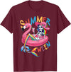Summer Halloween Summerween Summerween Mermaid Skeleton Flamingo Summer Halloween Women T-Shirt - Burgundy
