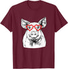 The Pawster Pig Valentines Day Farm Animal Lover T-Shirt - Burgundy