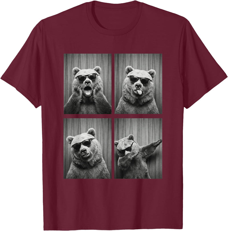 Funny Bear PhotoBooth Stuff Accessories & Gifts Bear PhotoBooth Sunglasses Funny Dab Bears Lover T-Shirt - Burgundy