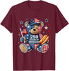 Patriotic Bear USA Vintage Co 250 Years of Freedom Patriotic Bear USA Retro T-Shirt - Burgundy