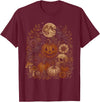 Threadrock Vintage Halloween Harvest Retro Gothic Botanical T-Shirt - Burgundy