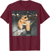 Hamster Drinking Iced Coffee Funny Animal Meme Men Women T-Shirt - Burgundy