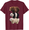 Funny Stacked Bear Panda Polar Bear Animal We Bears Realistic Stacked Bares Meme Animal T-Shirt - Burgundy