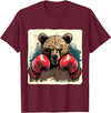 Funny Boxing Animals Boxer Bear With Boxing Gloves Kickboxing Funny Boxing T-Shirt - Burgundy