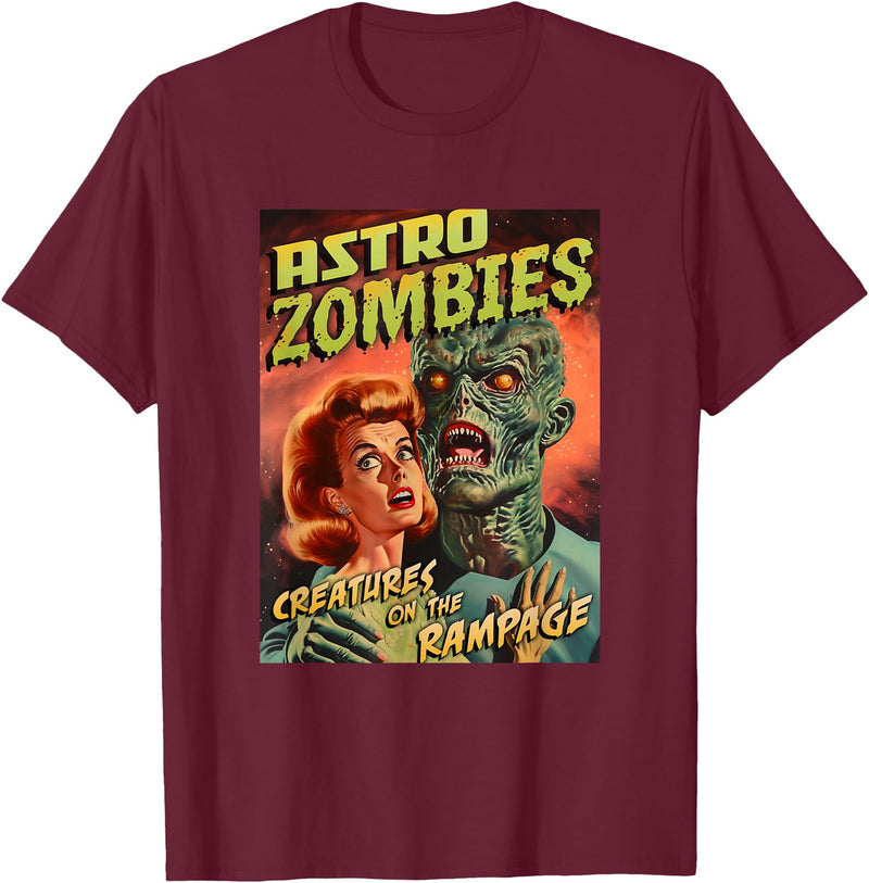 Last Gasp Graphics Astro Zombies 1950s Horror Comic Cover T-Shirt - Burgundy