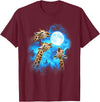 Animals howling blue 3 Giraffe Howling at The Moon Colorful Blue T-Shirt - Burgundy
