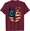 Fourth of July Clothing Co. Patriotic Llamas Heart American Flag 4th of July Graphic T-Shirt - Burgundy