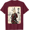 Vintage Samurai Alpaca Llama Japanese Art Tees Samurai Llama Japanese Art Vintage Alpaca Funny Animal T-Shirt - Burgundy