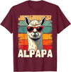 Retro Alpaca and Llama Fan tee for Dads ALPAPA Funny Dad Father's Day Alpaca and Llama Lovers T-Shirt - Burgundy