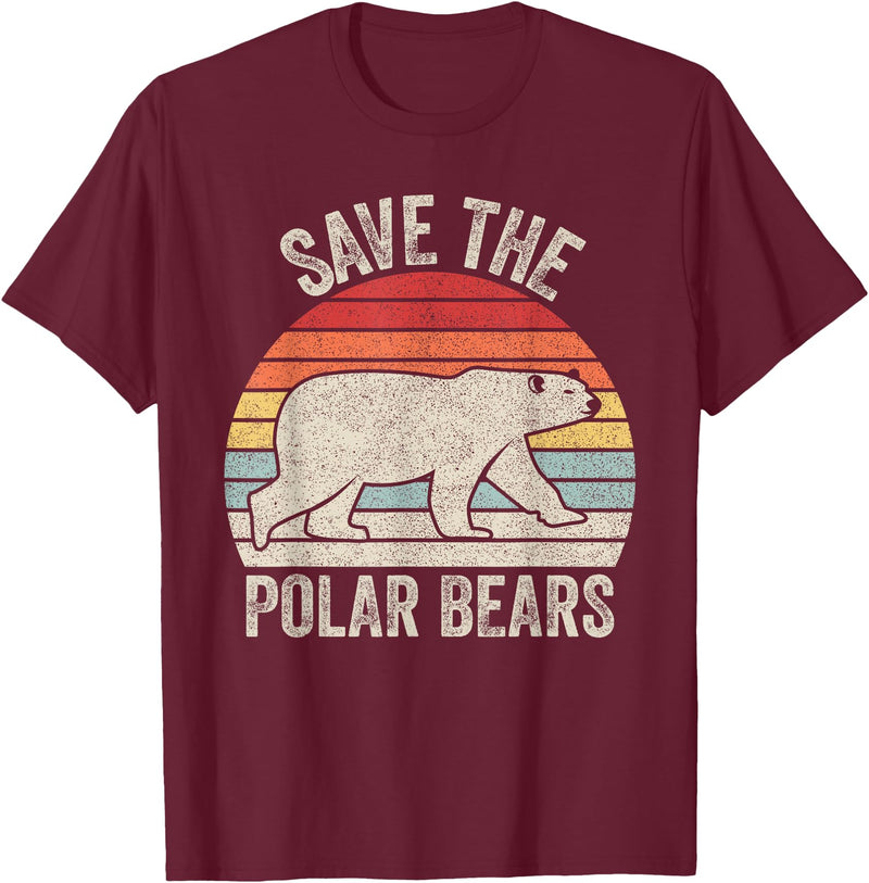 Catch Some Rays Save the Polar Bears Endangered Arctic T-Shirt - Burgundy