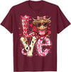 Highland Cow Valentine Tees Love Western Highland Cows Valentine Cowgirl Hat T-Shirt - Burgundy
