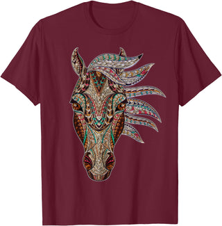 Horse Art Studios Horse Tribal Abstract Art Native American Style T-Shirt - Burgundy