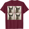 Retro Llama Portrait with Sunglasses Funny Llama Lover Cute Llama Photo Booth T-Shirt - Burgundy