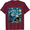 Bear Designs. Cute Panda Bear Van Gogh Style Starry Night Graphic T-Shirt - Burgundy