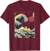 Hamster Kanagawa Wave Funny Surf Animal T-Shirt - Burgundy