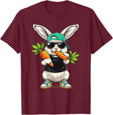 Funny Easter Bunny with Carrot Rabbit Easter Boys Kids Men T-Shirt in Burgundy