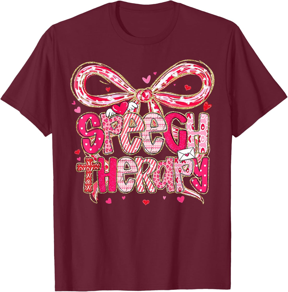 Speech Language Pathologist Valentines Day SLP Therapy T-Shirt - Burgundy