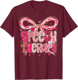 Speech Language Pathologist Valentines Day SLP Therapy T-Shirt - Burgundy