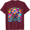Magical and Funny Music lover Gifts DJ Teddy Bear Disco Hip Hop T-Shirt - Burgundy