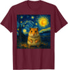Hamster Starry Night Van Gogh Art for Men Women Kids T-Shirt - Burgundy