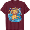 Cute Lion surfing gifts Cute Surfing Lion Riding the Waves T-Shirt - Burgundy
