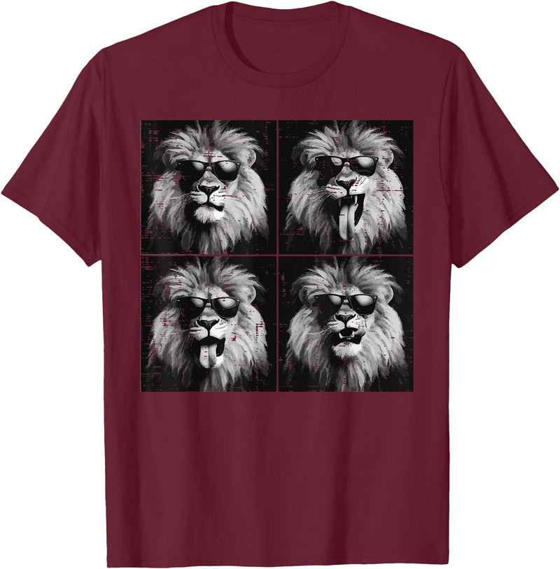 Lion Shirts For Men Women Kids Gifts Lion Selfie Funny Meme Women Kids Boys Girls Youth Teen Men T-Shirt - Burgundy