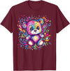Vibrant Colorful Teddy Bear Illustration Rainbow Splash Teddy Bear T-Shirt - Burgundy