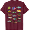 Do You Know Fish Co. Fishkeeping Fish Species Biology Types of Aquarium Fish T-Shirt - Burgundy