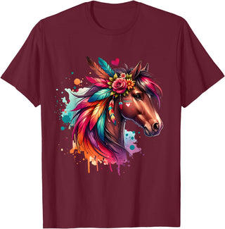 Unique Horse Gifts for Horse Lovers Horses Girls Women Rider Riding Horse Lovers Horse T-Shirt - Burgundy
