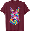 Bunny Face with Tie Dye Glasses Happy Easter Day Men Boy Kid T-Shirt in Burgundy