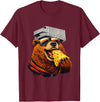 Retro Bear with Cheese for Boys Funny Animal humor Retro Bear Eating Cheese with a Grater Hat T-Shirt - Burgundy