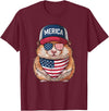 Hamster 4th of July US American Flag Patriotic T-Shirt - Burgundy