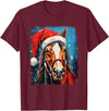 AnimalGraphicPrints Horse Christmas T-Shirt - Burgundy