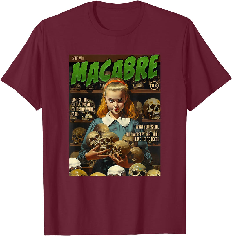 Last Gasp Graphics Skull Collector 1950s Horror Comic Cover T-Shirt - Burgundy