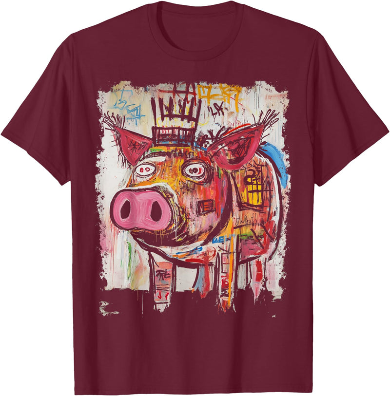 BADMENS&SIRENS Pig 90s Graffiti T-Shirt - Burgundy