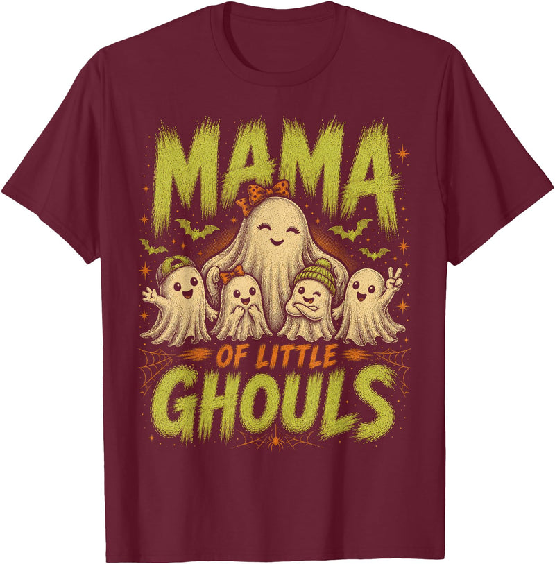 Mama of Little Ghouls Halloween Clothing BB Funny Halloween Mom Shirt Mothers Day Mama of Little Ghouls T-Shirt - Burgundy