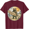 Retro Coastal Surf Bear Vintage Beach Apparel Vintage California Surf Bear Beach Retro Coastal Summer T-Shirt - Burgundy