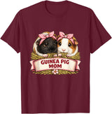 Cute Guinea Pig Mom Cavy Lover Apparel Co Guinea Pig Mom T-Shirt - Burgundy