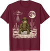 Retro Land Turtle Lover Halloween Moon Funny Eastern Box Turtle Cowboy Western UFO T-Shirt - Burgundy
