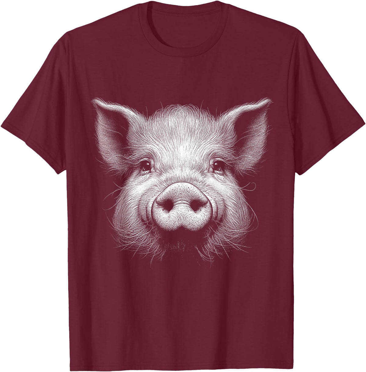 Animal Lovers Funny Quotes And Designs Pig Face Lover Art Design For Men And Women T-Shirt - Burgundy