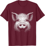Animal Lovers Funny Quotes And Designs Pig Face Lover Art Design For Men And Women T-Shirt - Burgundy