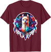Llama Alpaca Tribal Shamanic Gift Llama Alpaca Dreamcatcher Floral Spiritual Boho Tribal T-Shirt - Burgundy