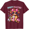 Farm Animal Highland Cow easter Gifts Happy Easter Day Highland Cow Cute Holiday Bunny Women Kids T-Shirt - Burgundy