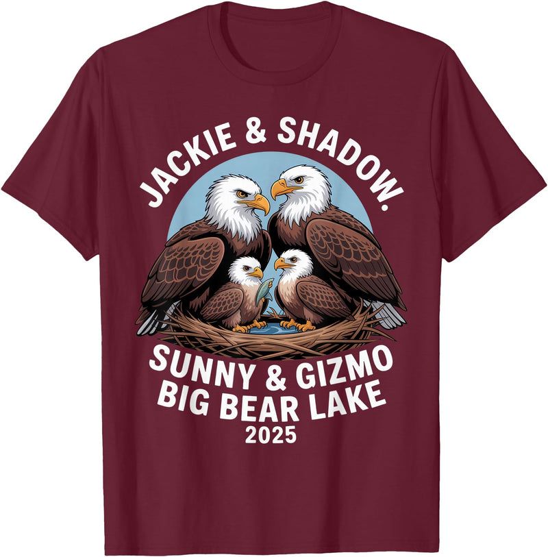Nature Wildlife Art Prints Jackie & Shadow Sunny & Gizmo Big Bear Lake 2025 Eagle T-Shirt - Burgundy