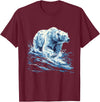 Sea Ocean Animal Art Polar Bear Ocean Sea Polar Bear Motif Marine Mammal Artwork T-Shirt - Burgundy